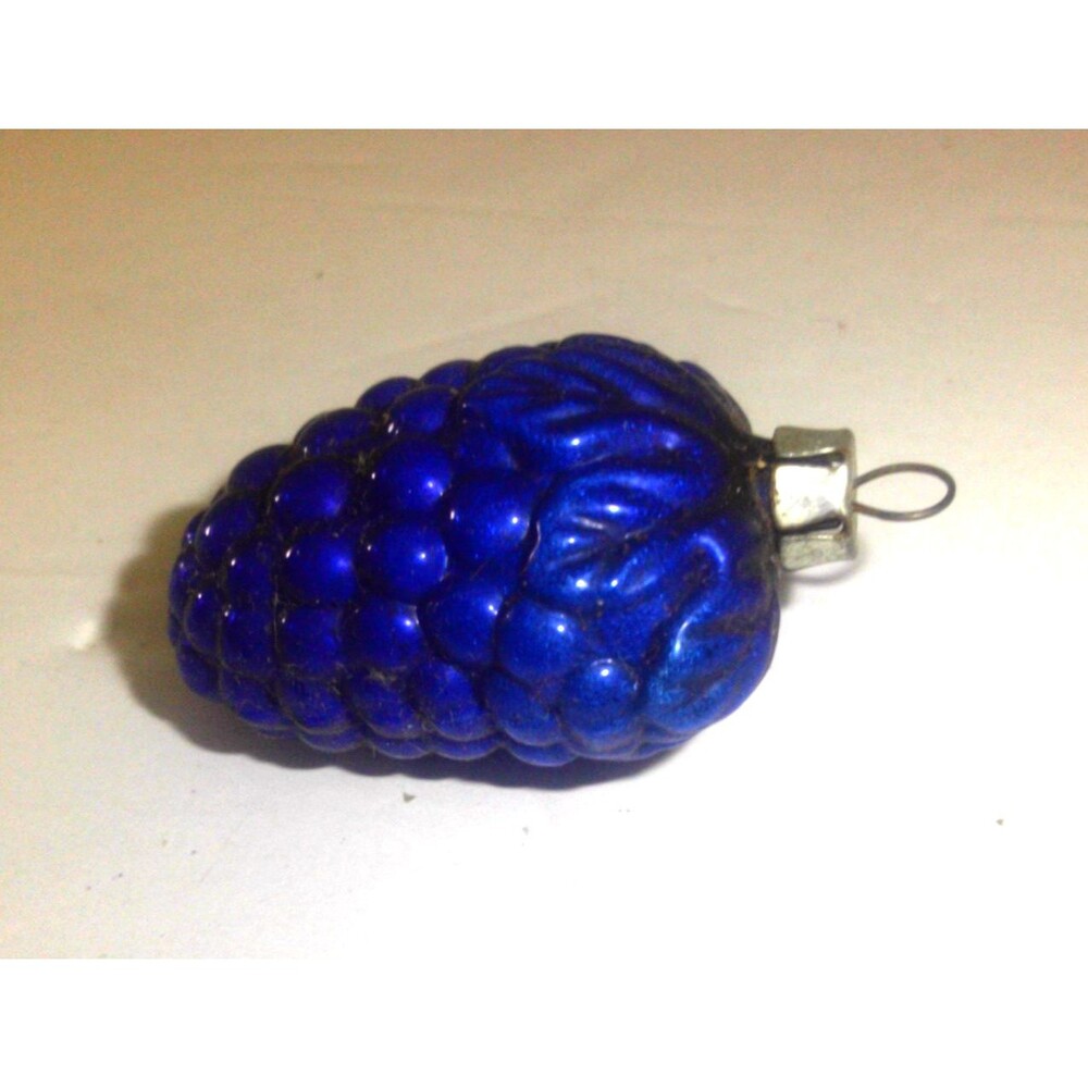 1930's Mercury Glass Molded Grape Cluster Christmas Ornament Colbert Blue